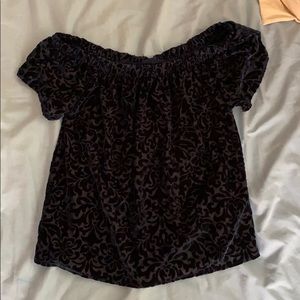 Velvet and sheer shirt